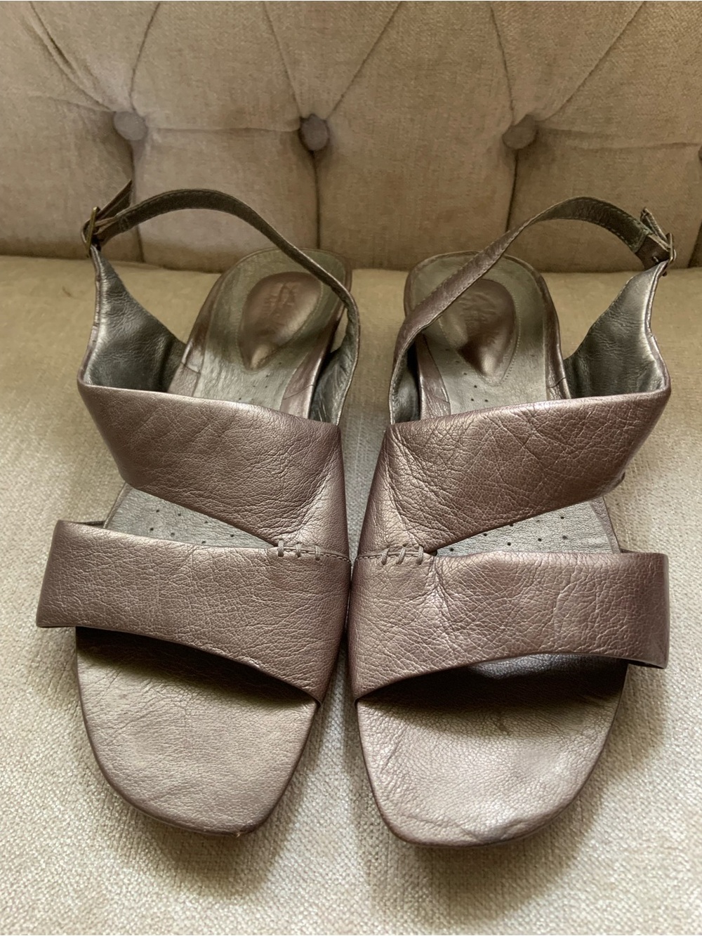 Clarks Brown Leather Crossover Slingback Sandals